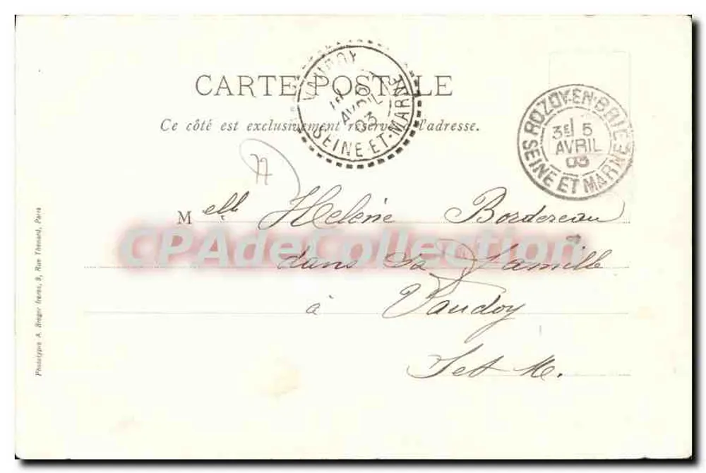 Rozoy-en-Brie - Estatua de la República — Papeterie Française, n°4 - Reverso