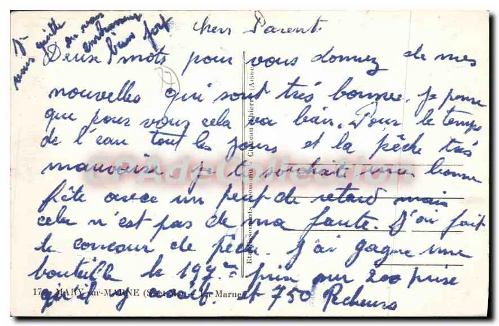 Mairy-sur-Marne — Pesca e rebanho de ovelhas — Editor: Château-l'Hermitier - Verso