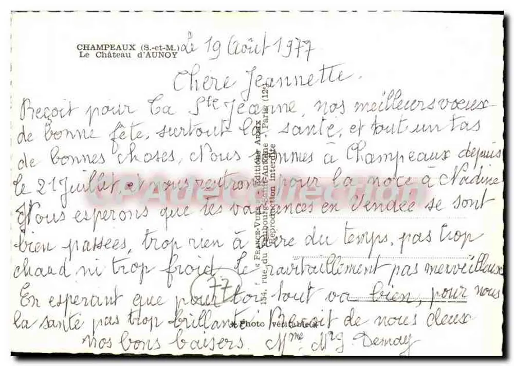 O Castelo de Aunoy — Champeaux (S.-et-M.) — CPAdeCollection - Verso