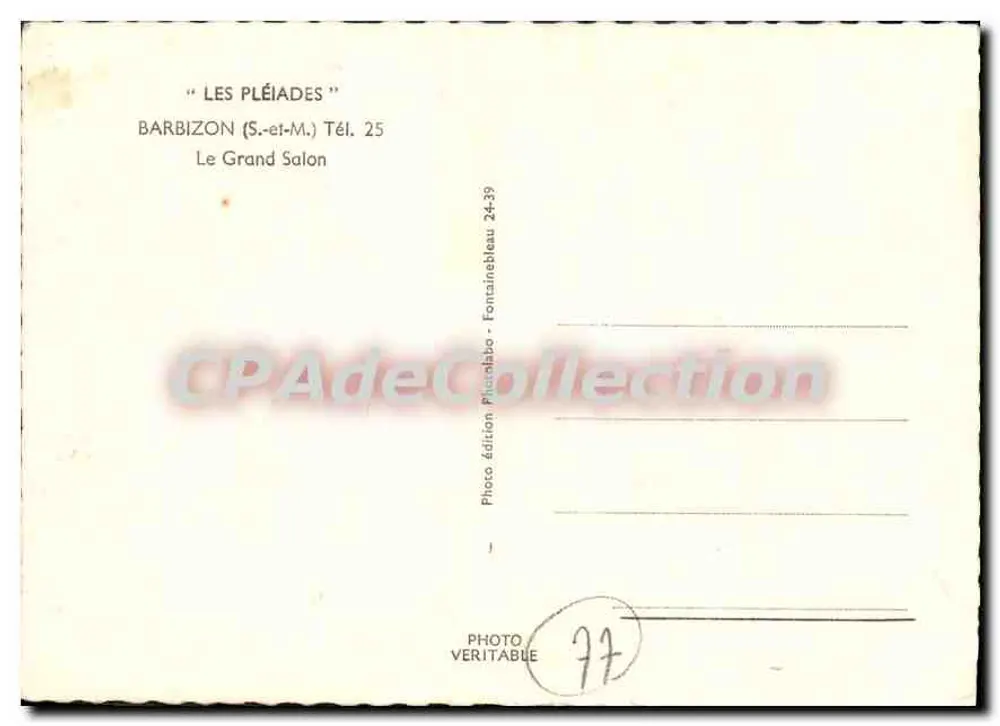 Der Große Salon — Die Pleiaden — Photo Edition Fontainebleau - Rückseite