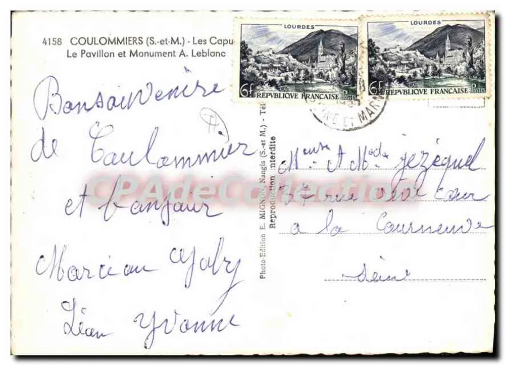 Coulommiers (S.-et-M.) — Der Pavillon und Monument A. Leblanc — Edition E. Mignon, n°4158 - Rückseite