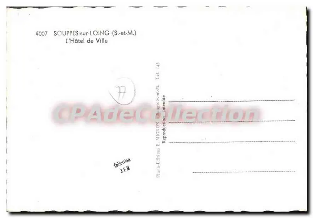 SOUPPES-sur-LOING — Das Rathaus — Edition E. Mignon, n° 4007 - Rückseite