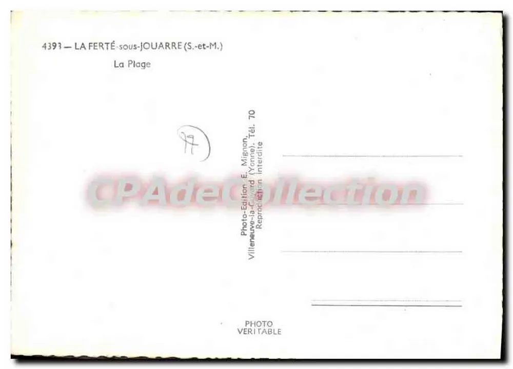 La Ferté-sous-Jouarre — La Plage — E. Mignon, n°4393 - Verso