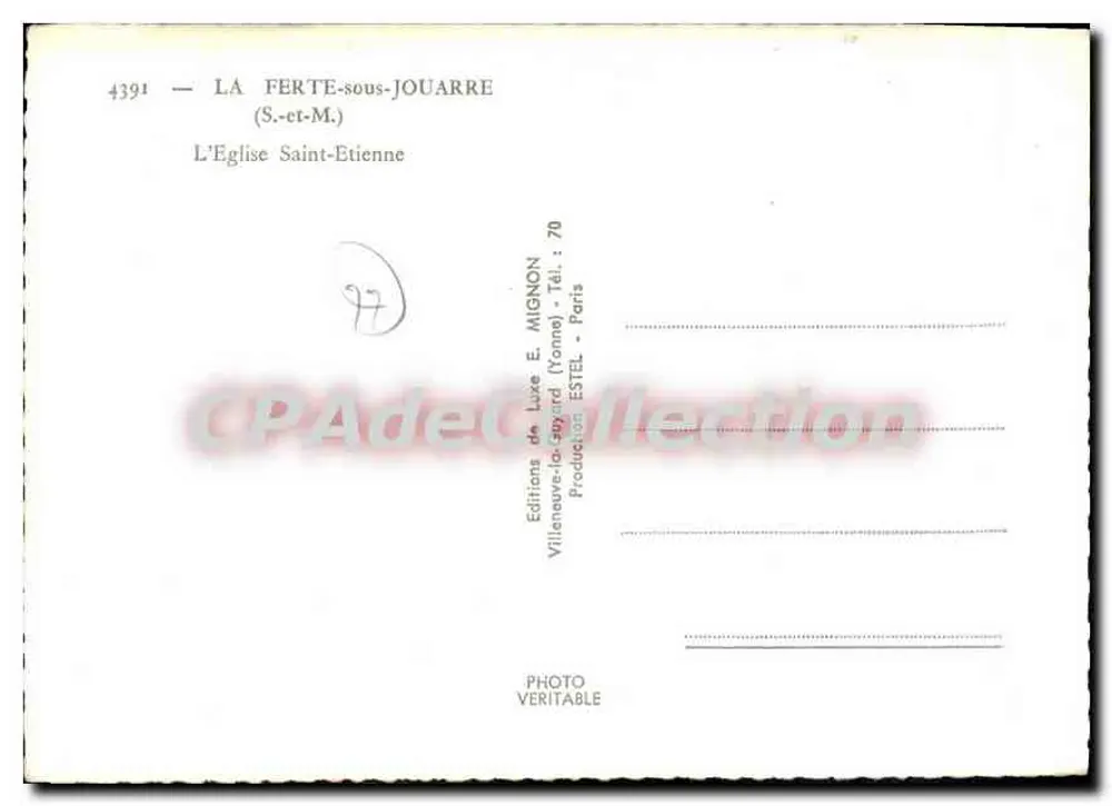 La Ferté-sous-Jouarre — Die Kirche Saint Étienne — Editions de Luxe E. Mignon - Rückseite