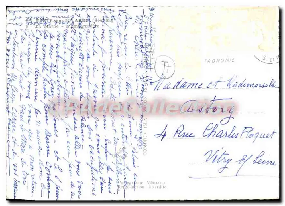La Marne - Érôme - Vista sob as árvores — Fotógrafo Combière, n°77 - Verso