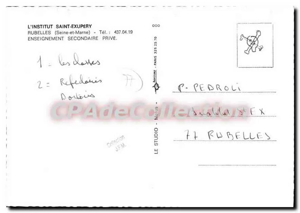 Luftbild des Instituts Saint-Exupéry in Rubelles — Verlag Le Studio — Nr. 000 - Rückseite