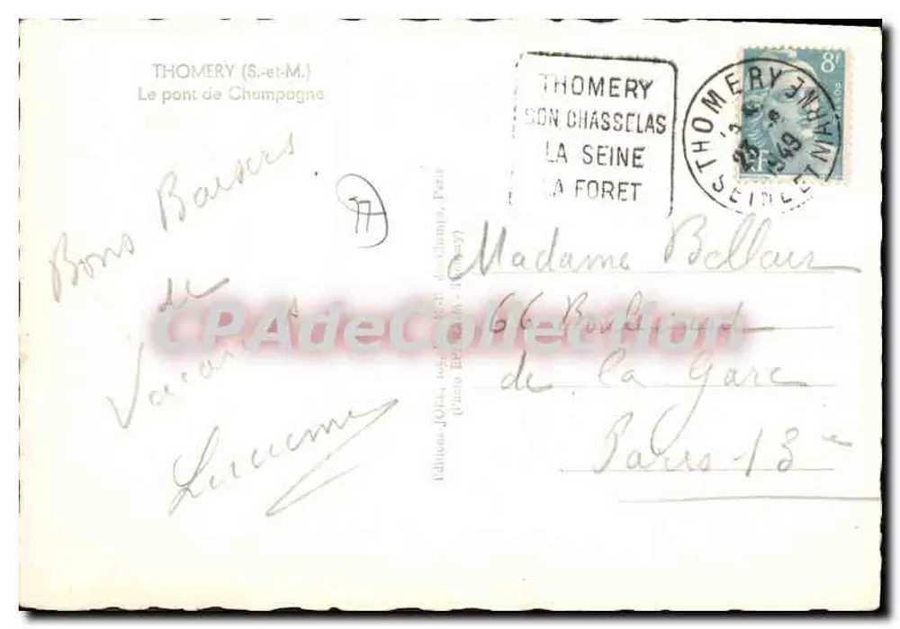 Thomery (S.-et-M.) — De brug van Champagne — Uitgave JOLI, Parijs - Achterkant