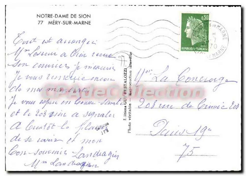 Nossa Senhora de Sion — Méré-sur-Marne — Edições Guy Pestalozzi - Verso