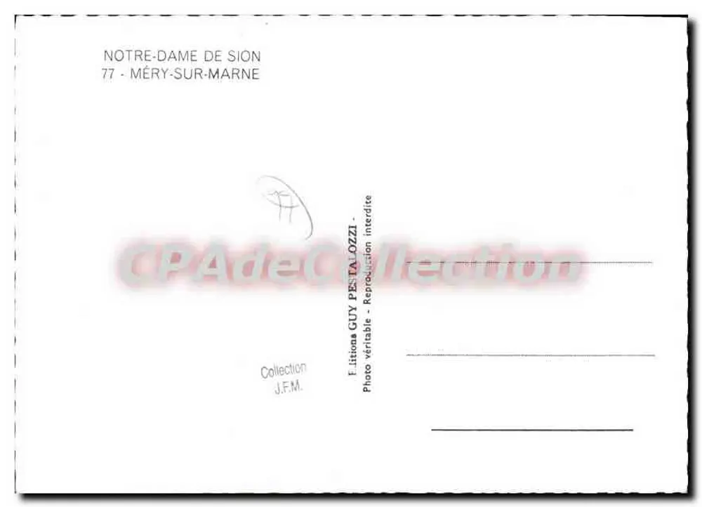 Nossa Senhora de Sion — Méric-sur-Marne — Edição Guy Pestalozzi - Verso