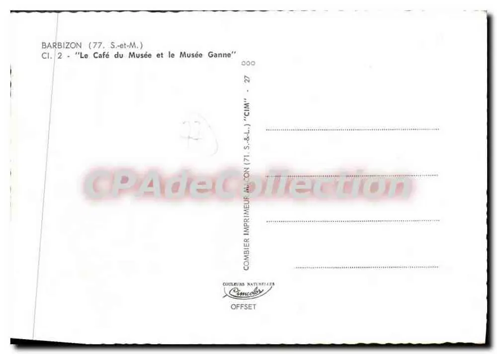 Barbizon — O Café do Museu e o Museu Ganne — Imprimeur Combier - Verso