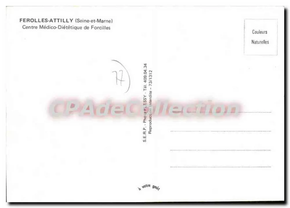 Ferolles-Attilly — Centre Médico-Diététique de Forcilles — S.E.R.P. Photo d'Essy - Rückseite
