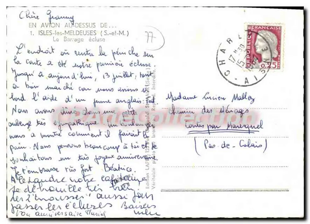 Barragem eclusa — Isles-les-Meloues (S.-et-M.) — Edição Lapie - Verso