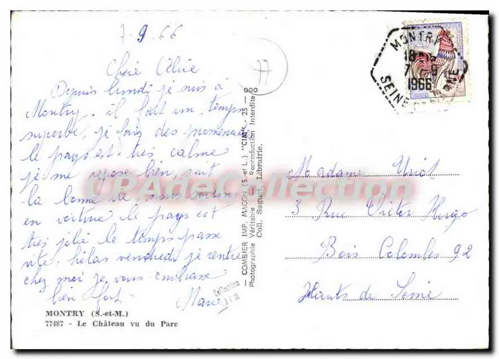 O Castelo visto do Parque — Montray (S.-et-M.) — Comber IMP. MACON (S.-et-M.) - Verso