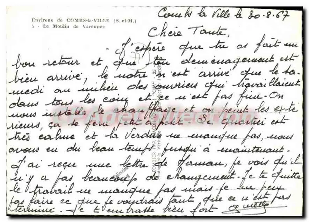 Das Mühle von Varennes — Umgebung von Combs-la-Ville (S.-et-M.) — Vintage Postcard/Antike Ansichtskarte - Rückseite