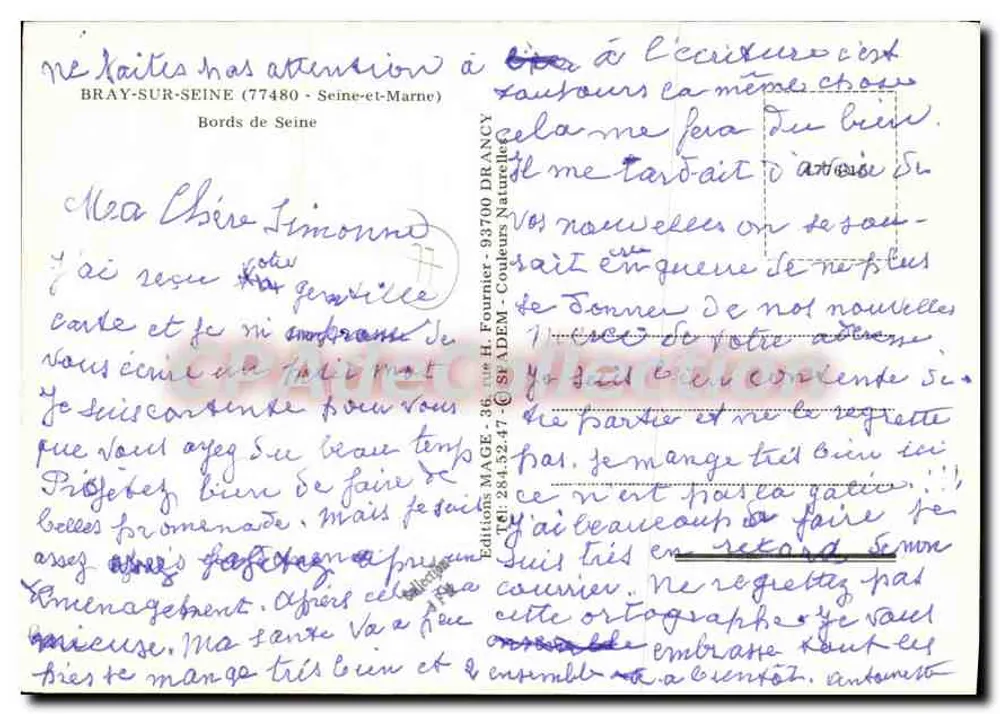 Bray-sur-Seine — Ufer der Seine — Editions MAGE - Rückseite