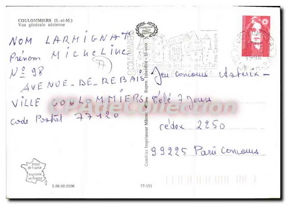 Coulommiers — allgemeine Luftaufnahme — Imprimeur Mâcon - Rückseite