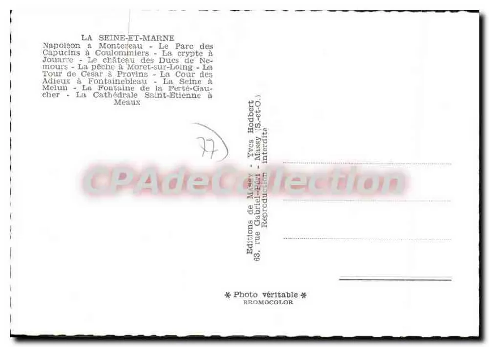 Seine-et-Marne — Carta postal panorâmica — Éditions Yves Hodbert - Verso