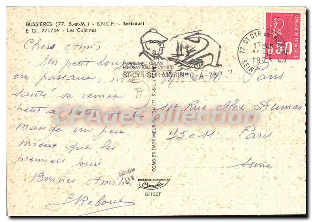 Cozinha industrial — S.N.C.F. — Bussières (77) — Imprimeur Combier - Verso