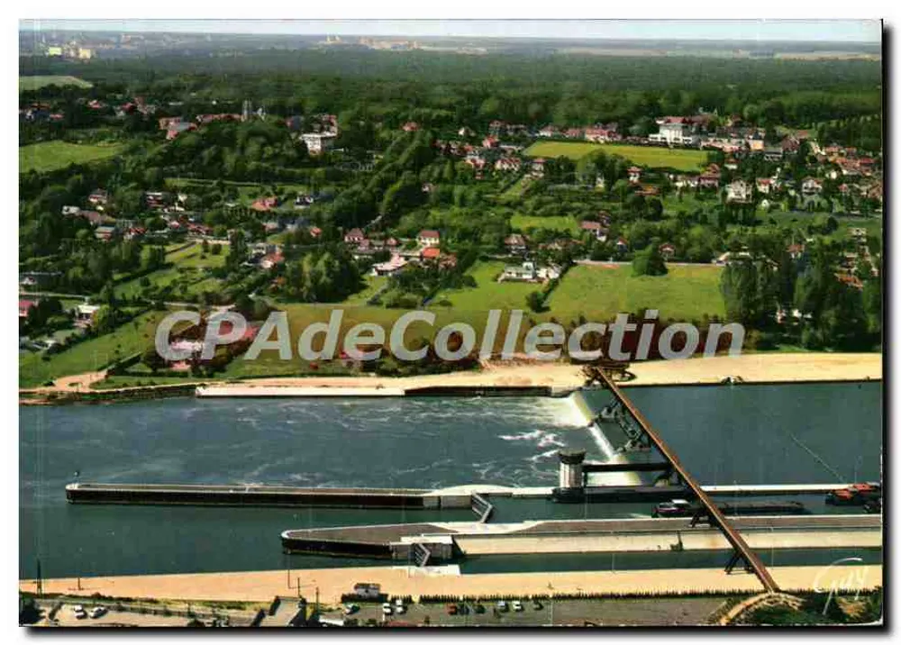 Luftbild der Schleuse und des Staudamms oberhalb der Chartrettes-Brücke — Seine, Seine-et-Marne — Éditions GUY - Vorderseite