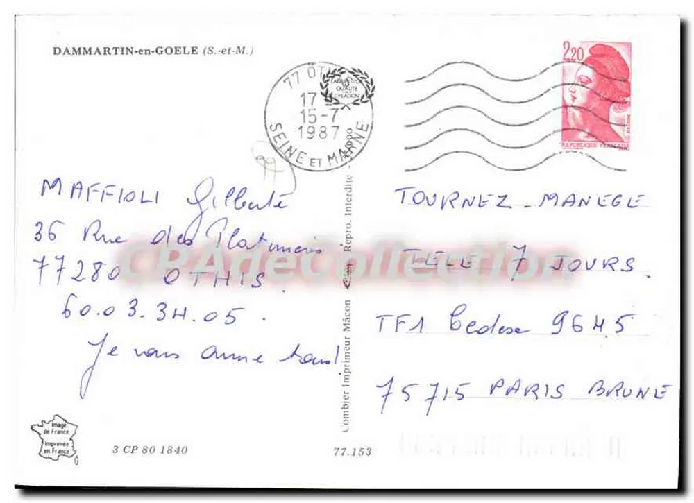 Dammartin-en-Goele — vista panorâmica e igreja — CPAdeCollection - Verso