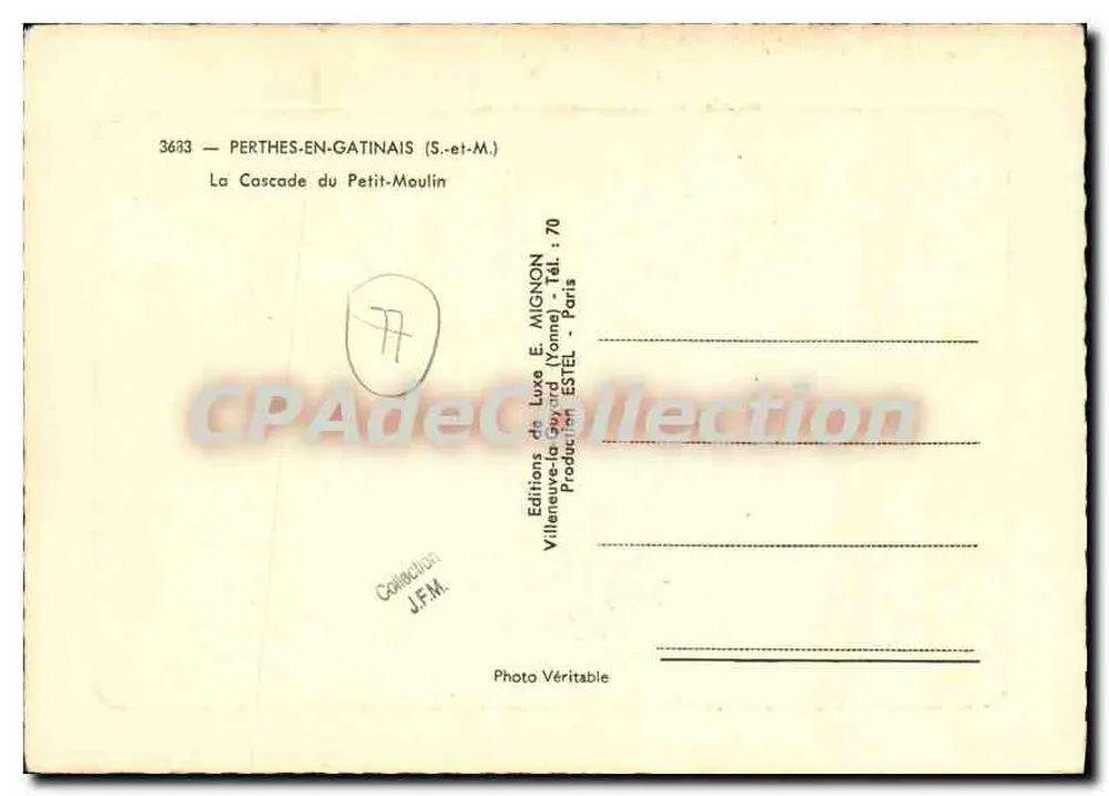 Kaskade des Petit-Moulin — Perthes-en-Gatinais — Verlag E. Mignon - Rückseite