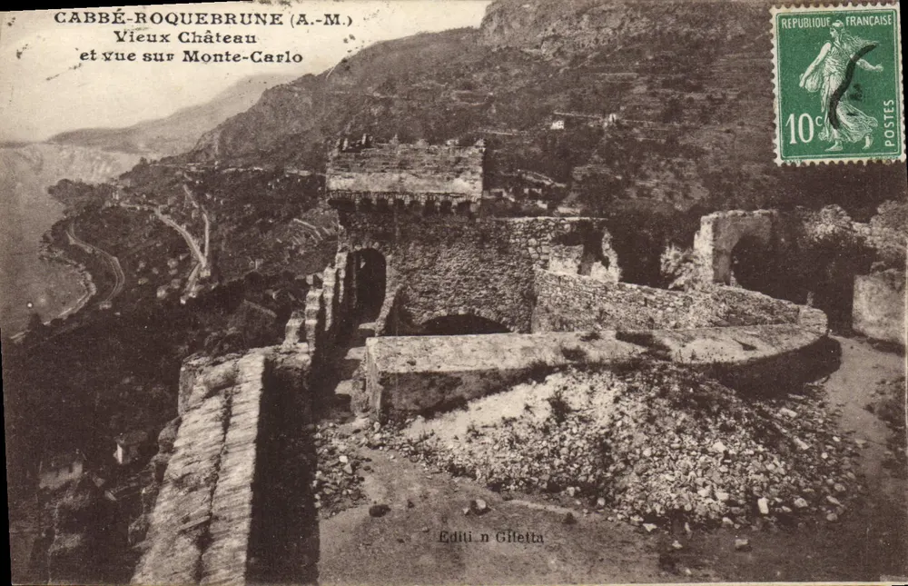 Cabbé-Roquebrune (A.M.) — Altes Schloss und Blick auf Monte-Carlo — Verlag Gilletta - Vorderseite