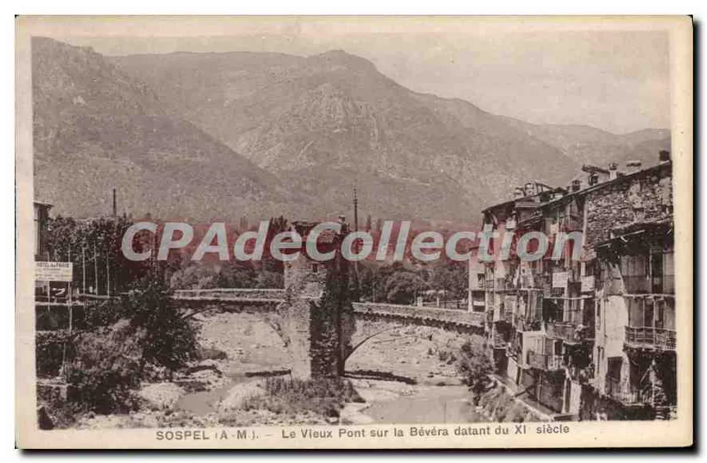 Sospel - Die alte Brücke über die Bévéra aus dem 11. Jahrhundert - Vorderseite