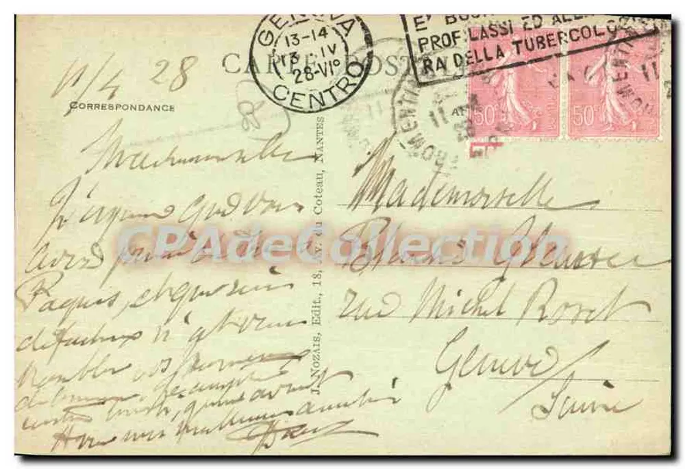 Noirmoutier - À maré baixa; O Passage du Goà liga a Ilha à França — J. Nozaïs, editora 18, rue de Colegh, Anxes - Verso