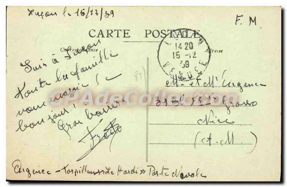 Luçon (Vendée) — Denkmal für die Vaterland (Krieg 1914-1918) — unbekannter Verleger - Rückseite