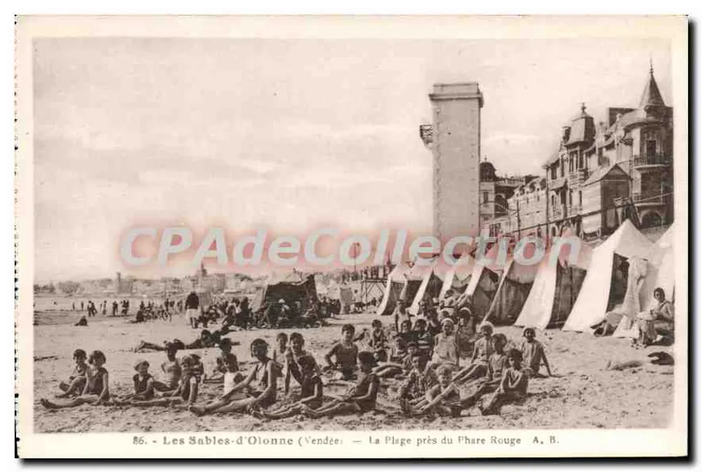 Les Sables-d'Olonne (Vendée) — Die Strandnähe des Roten Leuchtturms — A. B. - Vorderseite