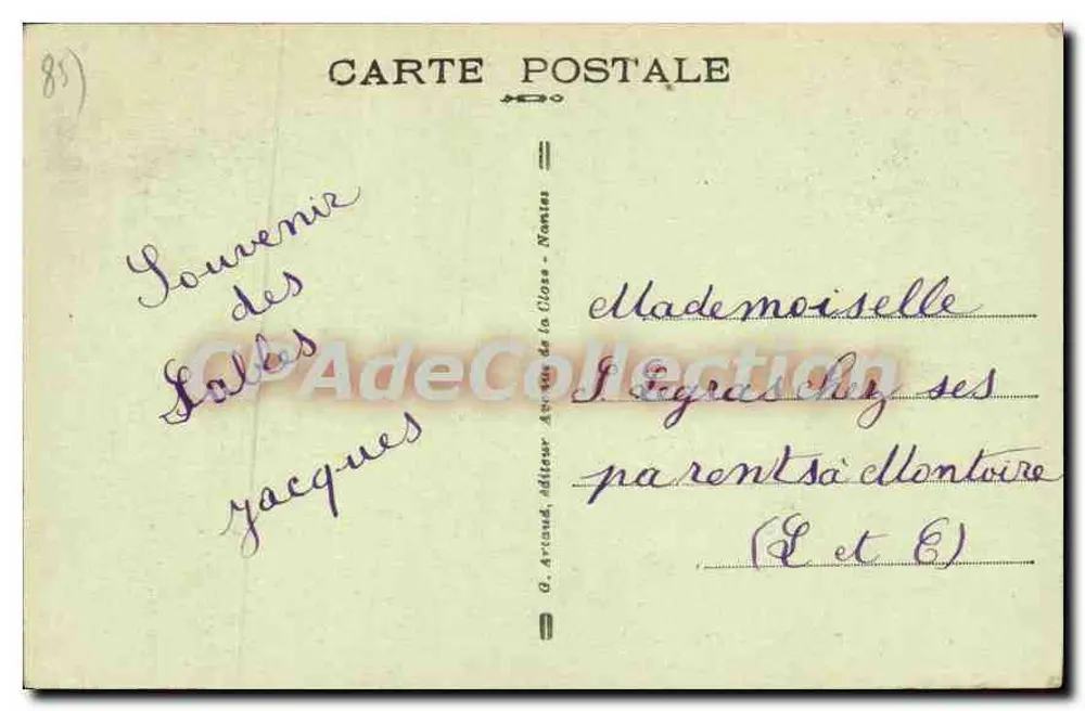 Les Sables-d'Olonne — A Doca — G. Artoud, editor da Closé, Nantes - Verso