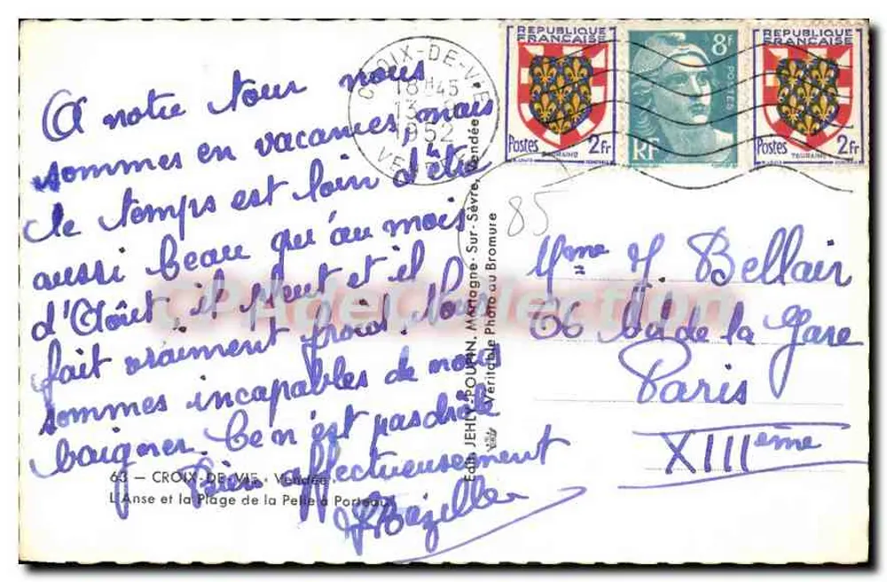 Strand von Croix-de-Vie — Schwimmen und Segeln — Verlag Jehly - Rückseite