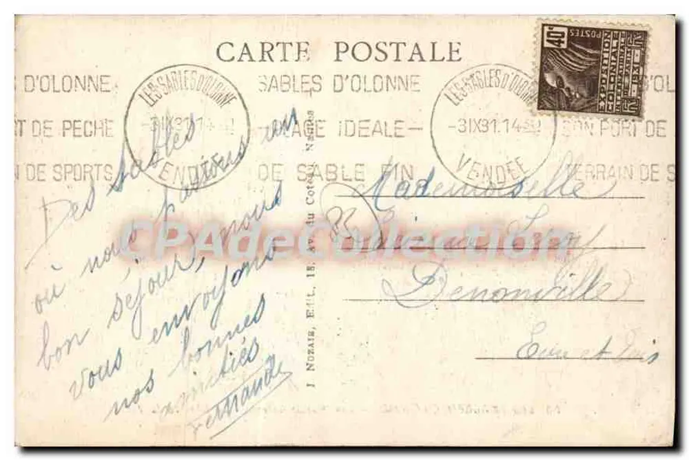 Les Sables-d'Olonne — Os Marais Salants — A Colheita do Sal — Denonville, n°93 - Verso
