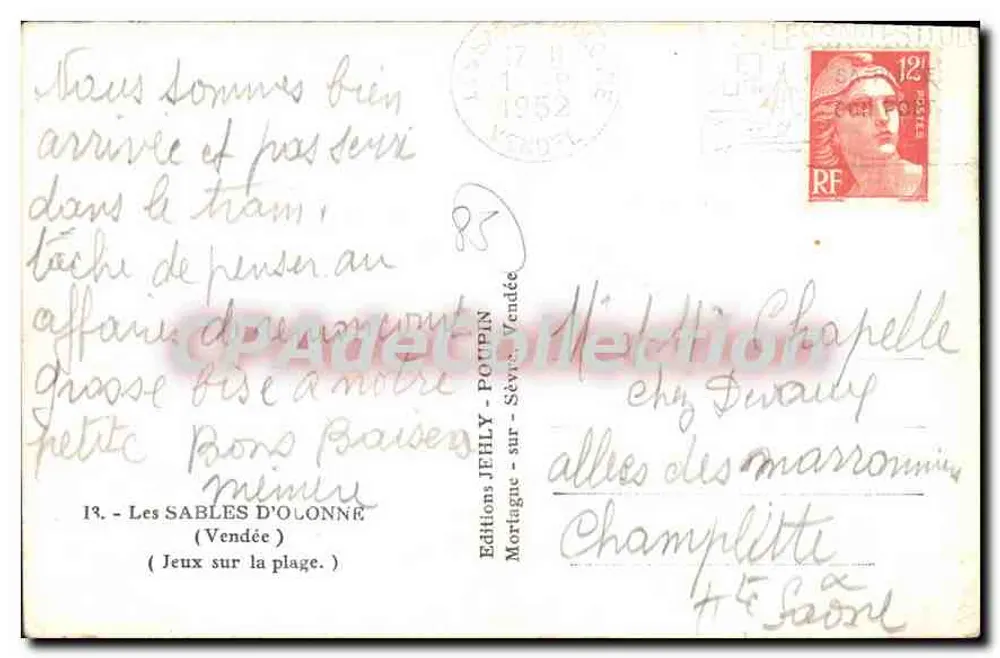 Les Sables-d'Olonne — Juego en la playa — Ediciones JEHLY - Reverso