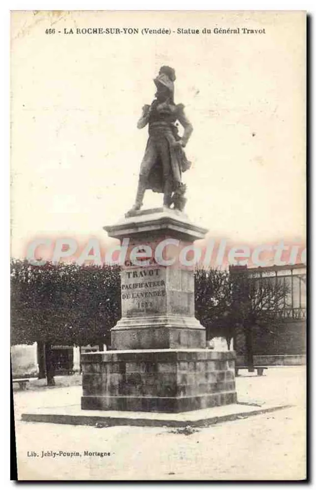 La Roche-sur-Yon (Vendée) — Estátua do Geral Travot — Lib. Jehly-Poupin, Mortagne - Frente