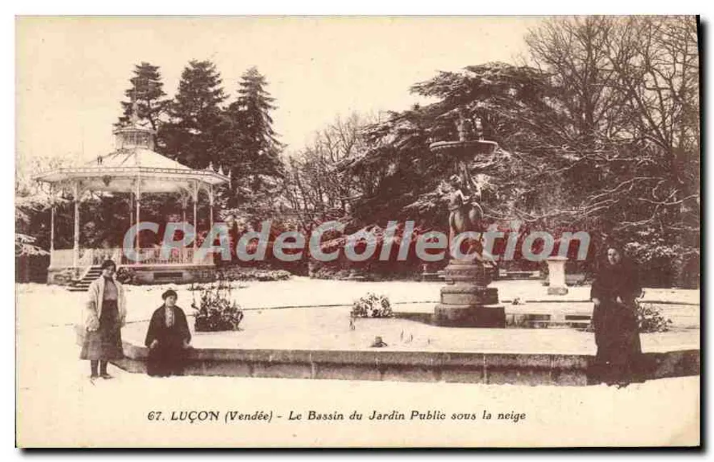 Luçon (Vendée) — Der See des öffentlichen Gartens unter Schnee — J. Nozaïs, Nantes - Vorderseite