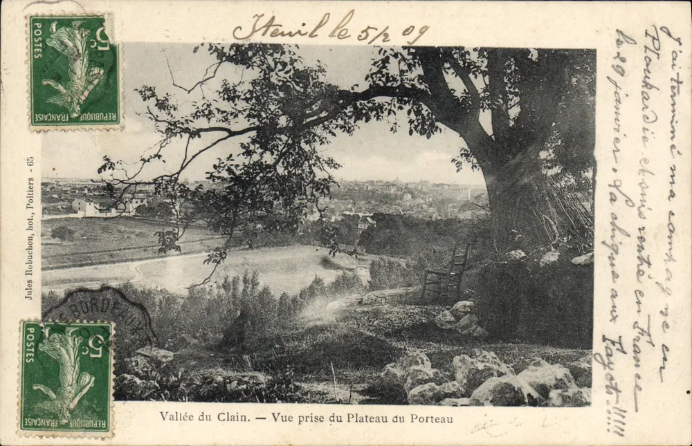 Vallée du Clain — Vue prise du Plateau du Porteau — Jules Robuchon, hot., Poitiers - 65 - Recto