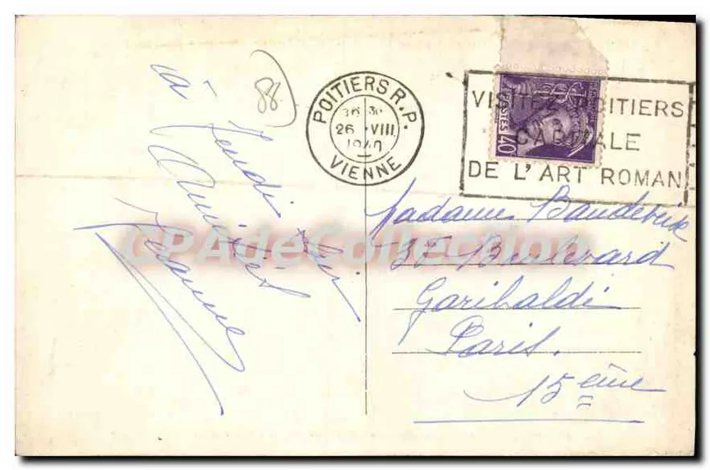 Poitiers (Vienne) — Vista geral sobre o Clian — O Liceu — Santa Cruz — Hotel de Ville — J. Robuchon - T.224 - Verso