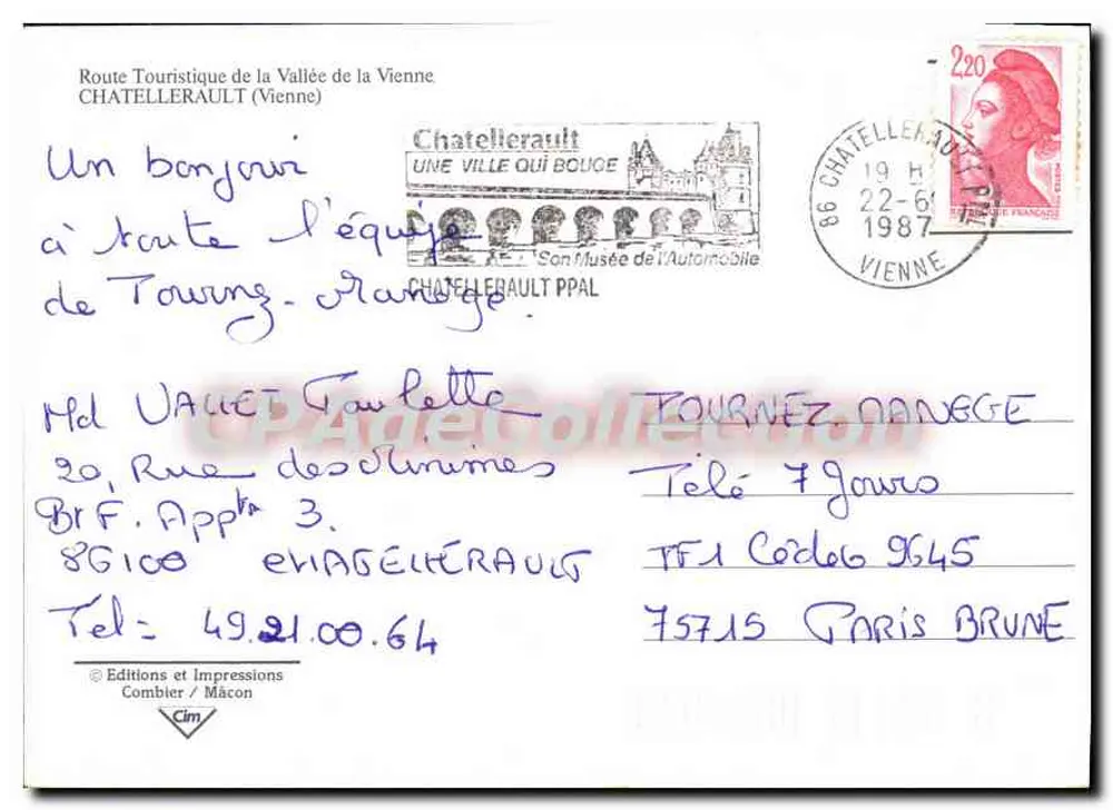 Chatellerault — vista panorâmica e locais — Éditions e Impressões Combier / Mâcon - Verso
