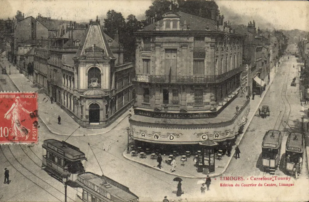 Praça do Grande Café da Universidade em Limoges — Edição do Correio do Centro, Limoges - Frente
