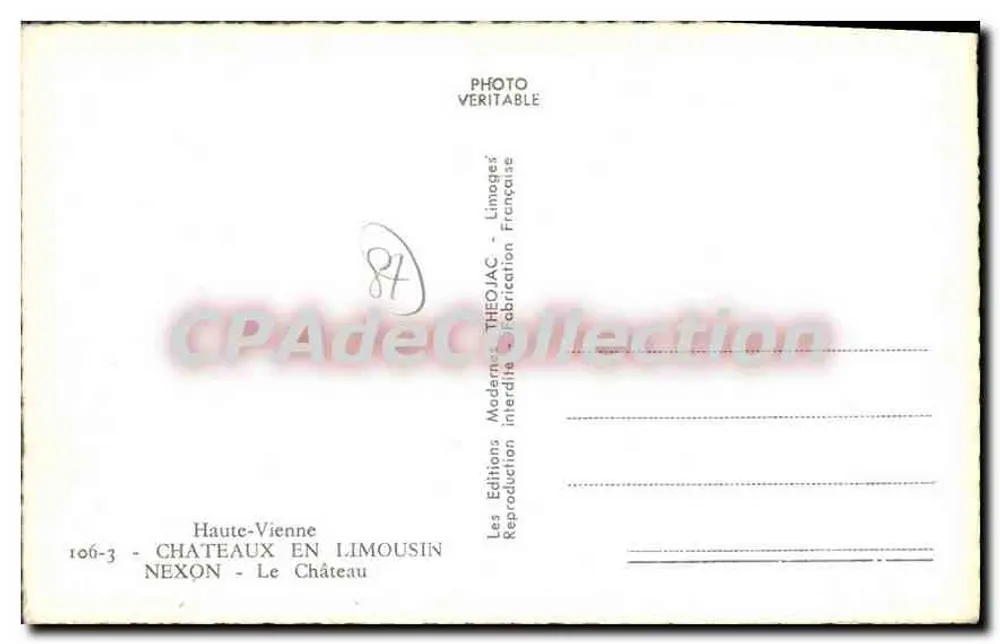 Nexon - Das Schloss — Haute-Vienne — Théojac Editions - Rückseite