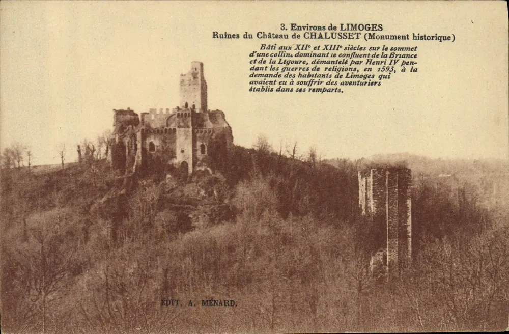Ruínas do Castelo de Chalusset — Arredores de Limoges — Ed. A. Ménard - Frente