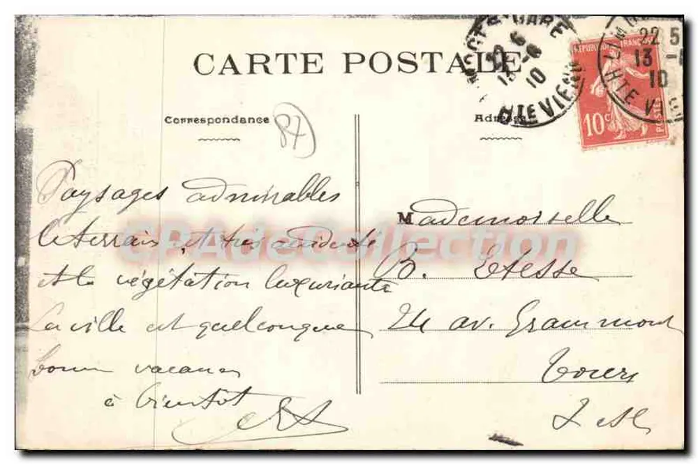 Limoges - Jardim d'Orsay — vista do lago e da estátua — editor desconhecido, n° 23 - Verso