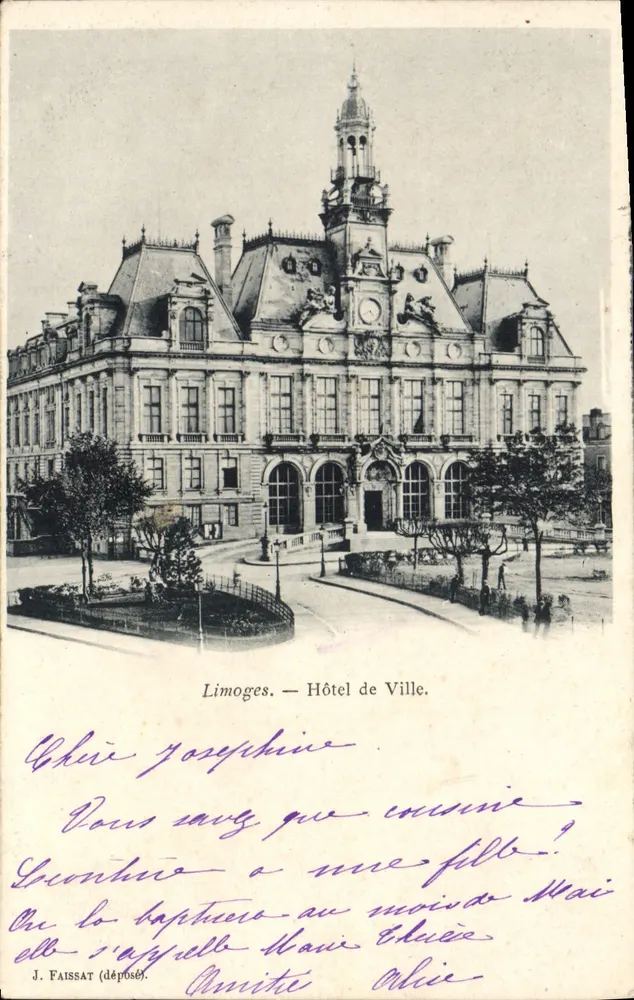 Limoges — Hotel de Ville — J. Faissat (depositado) - Frente