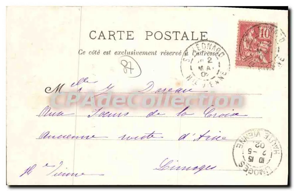 Limoges — Hotel de Ville — J. Faissat (depositado) - Verso