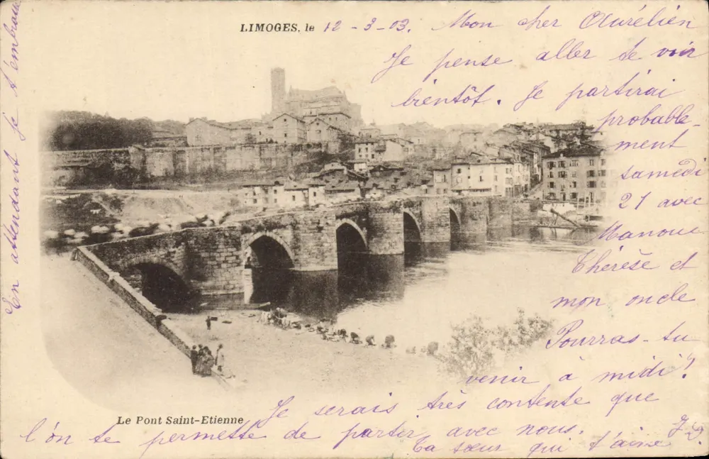 Limoges — O Ponte Saint-Etienne — Editor não identificado, número de série não visível - Frente