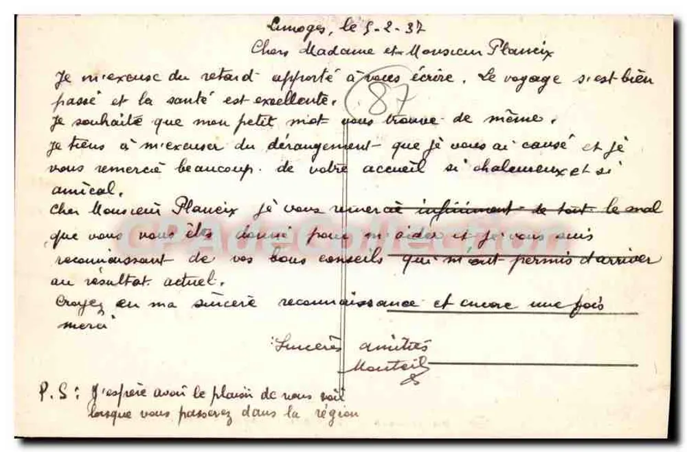 Limeuges — Vista geral (Vale da Vienne) — CPAdeCollection, n° 504 - Verso