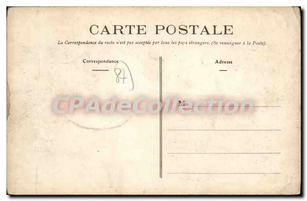 Limoges - Place Denis-Dassoabs — estátua monumental, trem e comércios — editor CIT L, n° 126 - Verso