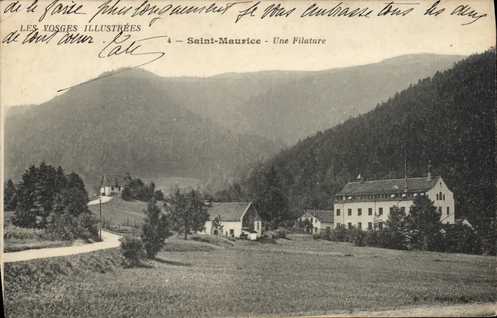 Saint-Maurice - Uma Fábrica de Fiação — Les Vosges Illustrées, edição E. C. Paris, n°4 - Frente