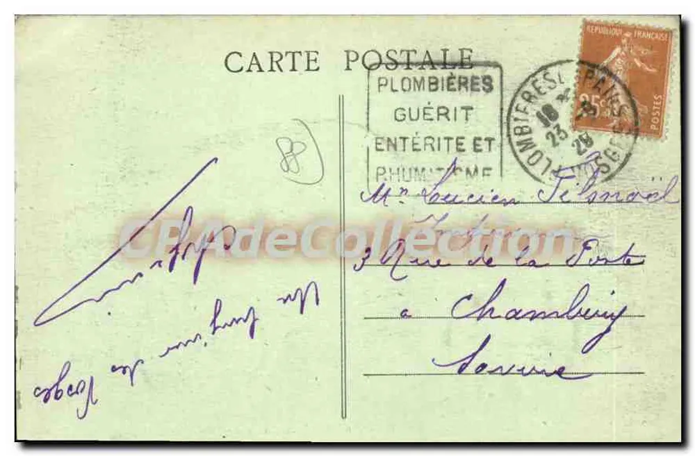 Plombières-les-Bains — Blick auf den Coteau de la Vierge — L. Kanteour, Verlag, Plombières - Rückseite